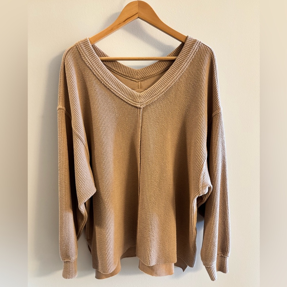 Aerie V-Neck Ribbed Sweater